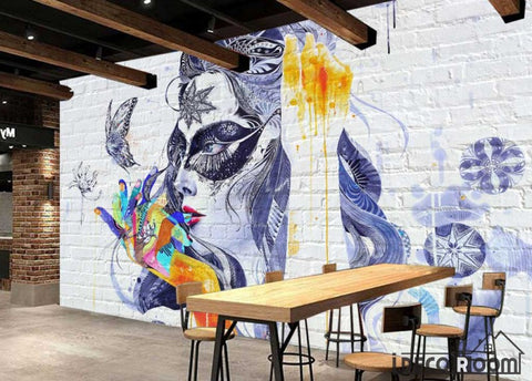 Image of Graphic Design Graffiti Tattoo Girl Restaurant Art Wall Murals Wallpaper Decals Prints Decor IDCWP-JB-001125
