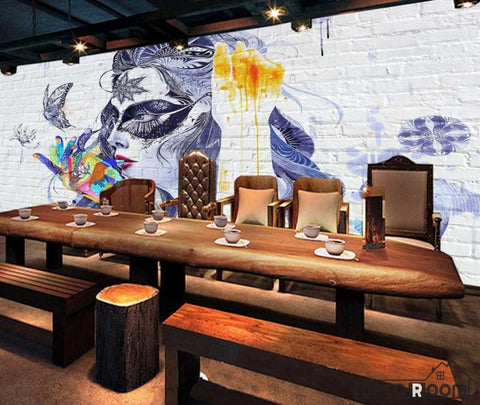 Image of Graphic Design Graffiti Tattoo Girl Restaurant Art Wall Murals Wallpaper Decals Prints Decor IDCWP-JB-001125