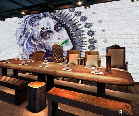 Image of Graphic Design Graffiti Tattoo Girl Restaurant Art Wall Murals Wallpaper Decals Prints Decor IDCWP-JB-001126