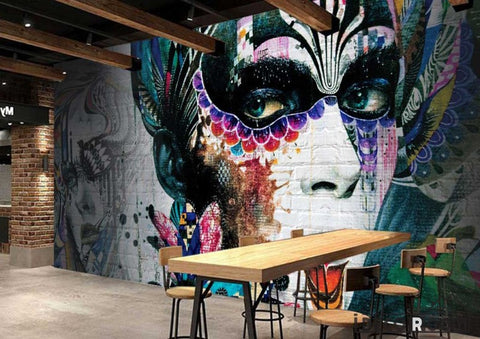 Image of Graphic Design Graffiti Tattoo Girl Restaurant Art Wall Murals Wallpaper Decals Prints Decor IDCWP-JB-001127