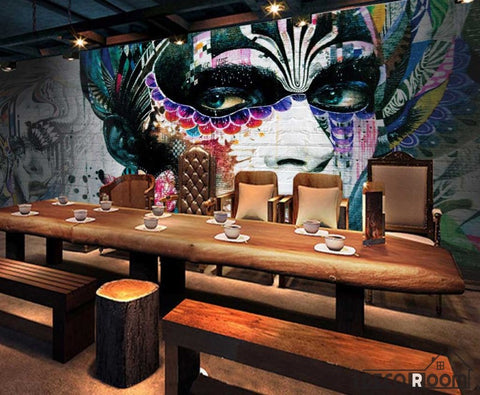 Image of Graphic Design Graffiti Tattoo Girl Restaurant Art Wall Murals Wallpaper Decals Prints Decor IDCWP-JB-001127