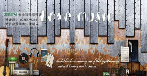 Image of Rectangular Metal Pieces On Wall Love Music Restaurant Art Wall Murals Wallpaper Decals Prints Decor IDCWP-JB-001130
