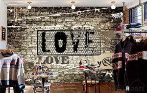 Brick Wall 3D Love Letters Restaurant Living Room Art Wall Murals Wallpaper Decals Prints Decor IDCWP-JB-001142