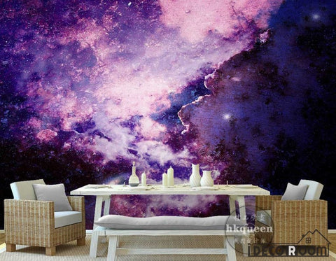 Image of Graphic Design Purple Space Living Room Art Wall Murals Wallpaper Decals Prints Decor IDCWP-JB-001147