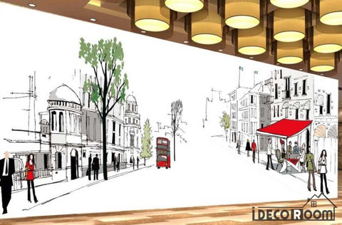 Image of Graphic Design Drawing Street London Ktv Club Restaurant Art Wall Murals Wallpaper Decals Prints Decor IDCWP-JB-001149