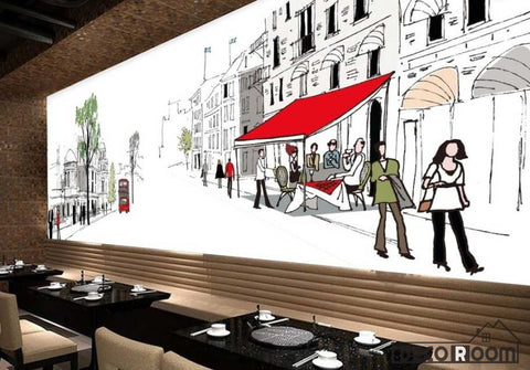 Image of Graphic Design Drawing Street London Ktv Club Restaurant Art Wall Murals Wallpaper Decals Prints Decor IDCWP-JB-001149