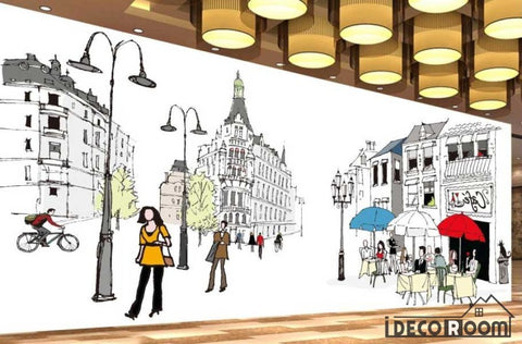 Image of Graphic Design Drawing Street London Ktv Club Restaurant Art Wall Murals Wallpaper Decals Prints Decor IDCWP-JB-001150