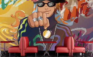 Graffiti Rapper Man Rings Restaurant Art Wall Murals Wallpaper Decals Prints Decor IDCWP-JB-001151