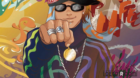 Image of Graffiti Rapper Man Rings Restaurant Art Wall Murals Wallpaper Decals Prints Decor IDCWP-JB-001151