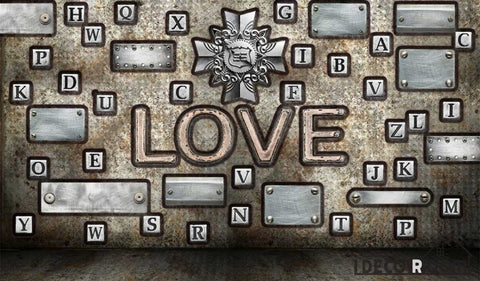 Image of Typographic Letters Love Living Room Restaurant Art Wall Murals Wallpaper Decals Prints Decor IDCWP-JB-001155