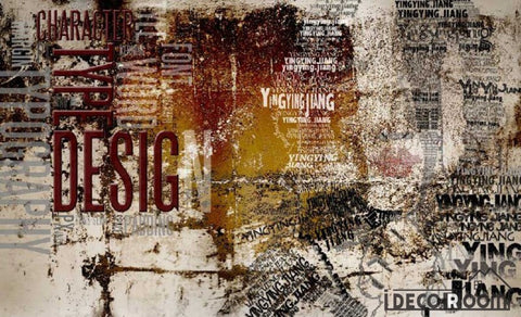 Image of Graphic Design Collage Letters Living Room Art Wall Murals Wallpaper Decals Prints Decor IDCWP-JB-001161