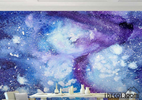 Image of Purple Space Background Living Room Art Wall Murals Wallpaper Decals Prints Decor IDCWP-JB-001178