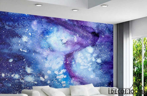 Image of Purple Space Background Living Room Art Wall Murals Wallpaper Decals Prints Decor IDCWP-JB-001178