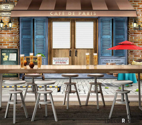 Image of Cafe De Paris Coffee Shop Background Restaurant Art Wall Murals Wallpaper Decals Prints Decor IDCWP-JB-001185