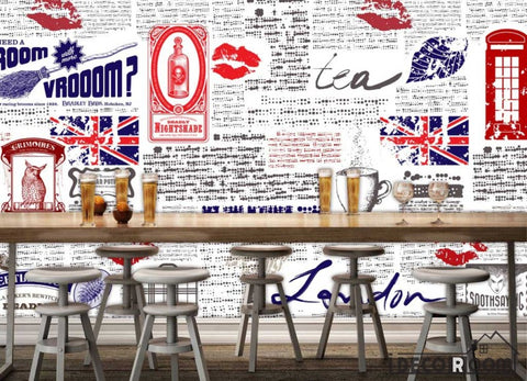 Image of Newspaper Wall Icon London Symbols Restaurant Art Wall Murals Wallpaper Decals Prints Decor IDCWP-JB-001197