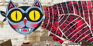 Graffiti Cat Art Restaurant Art Wall Murals Wallpaper Decals Prints Decor IDCWP-JB-001207