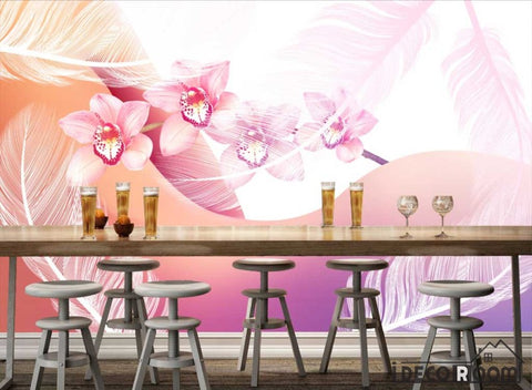Image of Colorful Photography Woman Body White Feather Restaurant Art Wall Murals Wallpaper IDCWP-JB-001228