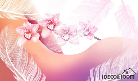 Image of Colorful Photography Woman Body White Feather Restaurant Art Wall Murals Wallpaper IDCWP-JB-001228