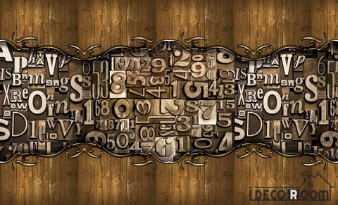 Image of Wooden Wall 3D Typographic Letters Living Room Art Wall Murals Wallpaper Decals Prints Decor IDCWP-JB-001230