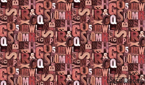 Image of Collage Typographic Red Letters On Wall Living Room Art Wall Murals Wallpaper Decals Prints Decor IDCWP-JB-001235