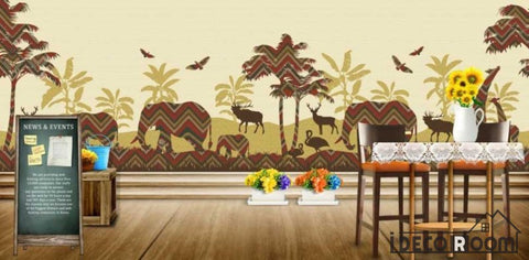 Image of Vintage Graphic Design African Animals Restaurant Art Wall Murals Wallpaper Decals Prints Decor IDCWP-JB-001248
