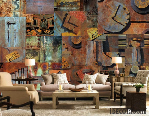 Image of Collage Rotte Metal Blocks Living Room Art Wall Murals Wallpaper Decals Prints Decor IDCWP-JB-001253
