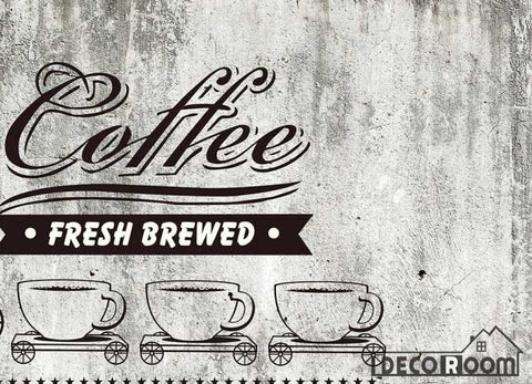 Image of Black Wall Drawing Coffee Fresh Brewed Restaurant Art Wall Murals Wallpaper Decals Prints Decor IDCWP-JB-001263
