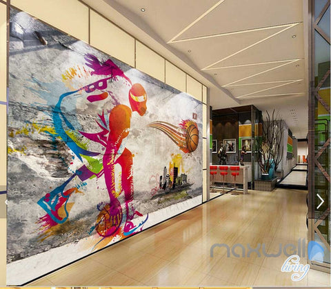 Image of 3D Basketball Illustrated Sports Art Wall Paper Mural Decals Print Decor IDCWP-MX-000088