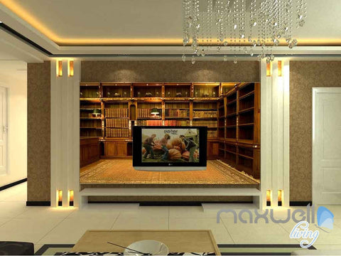 Image of 3D Classic Office Bookcase Wall Paper Mural Art Print Decals Business Decor IDCWP-SJ-000004