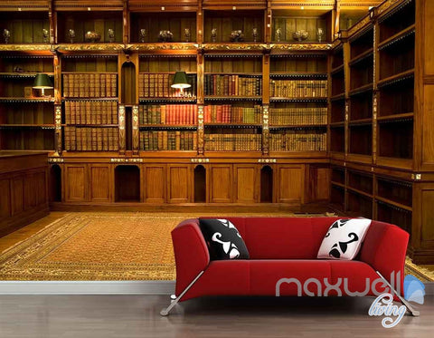 Image of 3D Classic Office Bookcase Wall Paper Mural Art Print Decals Business Decor IDCWP-SJ-000004