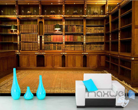 Image of 3D Classic Office Bookcase Wall Paper Mural Art Print Decals Business Decor IDCWP-SJ-000004