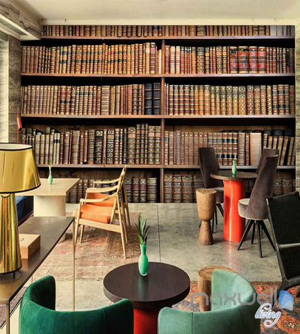 Image of 3D Retro Old Books Library Wall Paper Mural Art Print Decals Office Decor IDCWP-SJ-000005