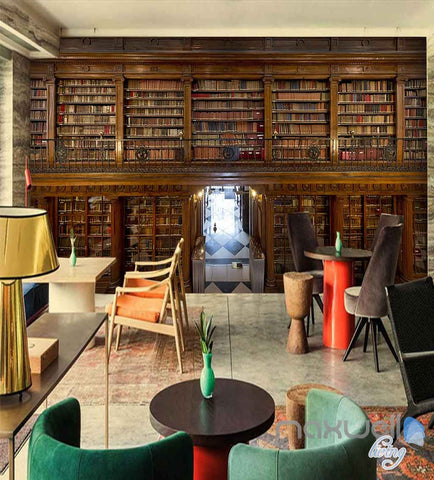 Image of 3D Old Library Books Shelf Wall Paper Mural Art Print Decals Office Decor IDCWP-SJ-000006