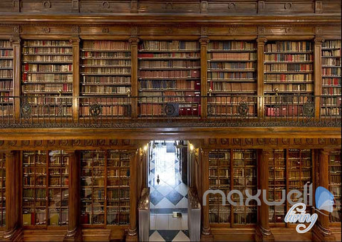 Image of 3D Old Library Books Shelf Wall Paper Mural Art Print Decals Office Decor IDCWP-SJ-000006