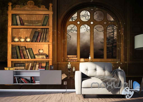 Image of 3D Fog Windows Bookcase Wall Paper Mural Art Print Decals Office Decor IDCWP-SJ-000011
