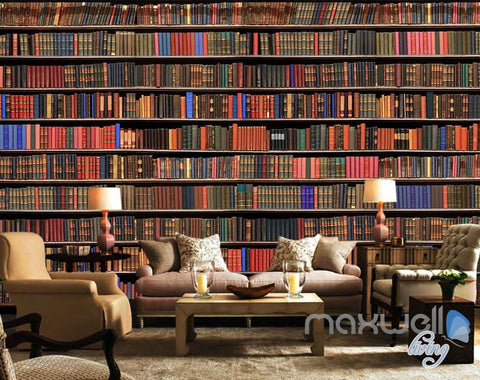 Image of 3D Large Realistic Books Wall Paper Mural Art Print Decals Business Decor IDCWP-SJ-000012