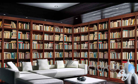 Image of 3D Tall Bookshelf Books Display Wall Paper Mural Art Print Decals Office Decor IDCWP-SJ-000014