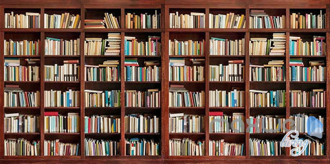 Image of 3D Tall Bookshelf Books Display Wall Paper Mural Art Print Decals Office Decor IDCWP-SJ-000014