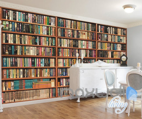 Image of 3D Full Books Bookshelf Book case Wall Paper Mural Art Print Decals Office Decor IDCWP-SJ-000015