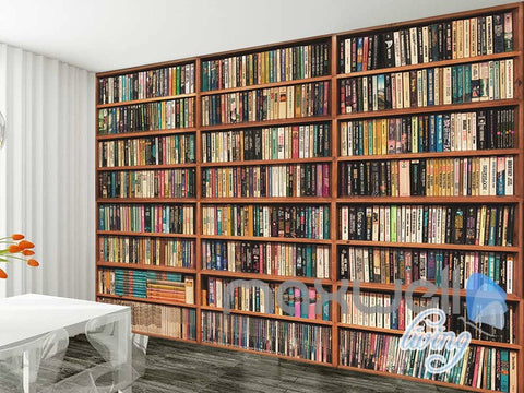 Image of 3D Full Books Bookshelf Book case Wall Paper Mural Art Print Decals Office Decor IDCWP-SJ-000015
