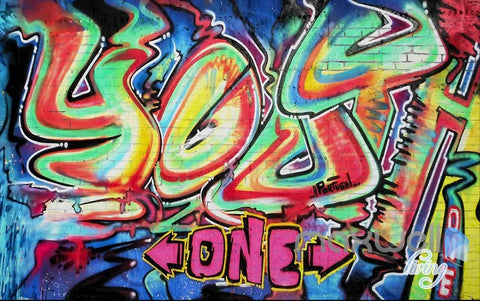 Image of 3D Graffiti One Wall Paper Murals Art Print Wall Decals Decor IDCWP-TY-000001