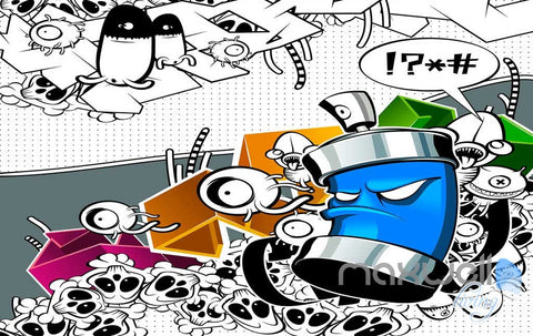 Image of 3D Graffiti Angry Bin Wall Paper Murals Art Print Wall Decals Decor IDCWP-TY-000002