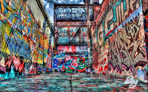 Image of 3D Graffiti Building Wall Paper Murals Art Print Decals Decor IDCWP-TY-000005