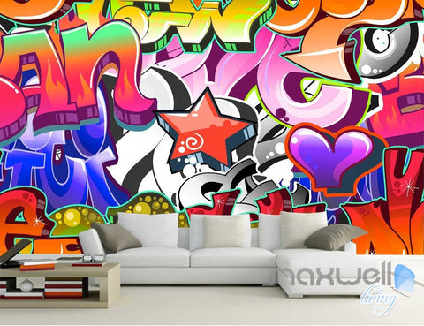Image of 3D Graffiti Letters Star Wall Murals Paper Art Print Decals Decor IDCWP-TY-000007