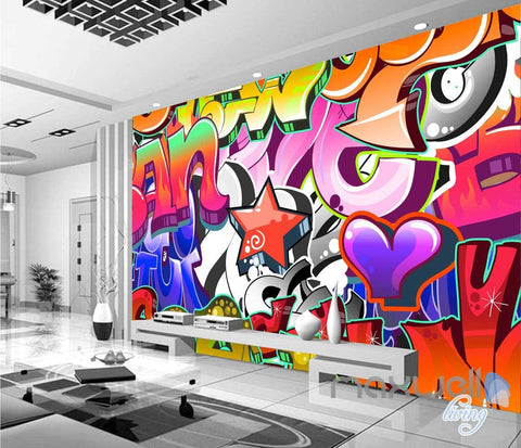 Image of 3D Graffiti Letters Star Wall Murals Paper Art Print Decals Decor IDCWP-TY-000007