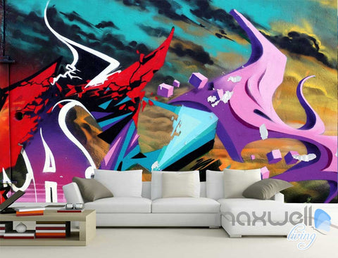 Image of 3D Graffiti Abstract Fire Wall Murals Paper Art Print Decals Decor IDCWP-TY-000010