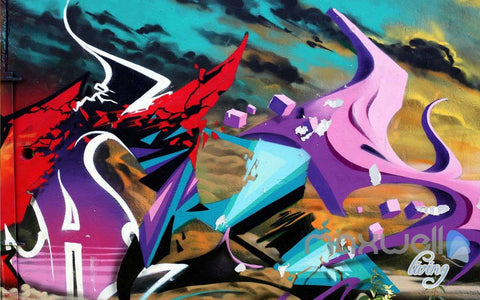 Image of 3D Graffiti Abstract Fire Wall Murals Paper Art Print Decals Decor IDCWP-TY-000010