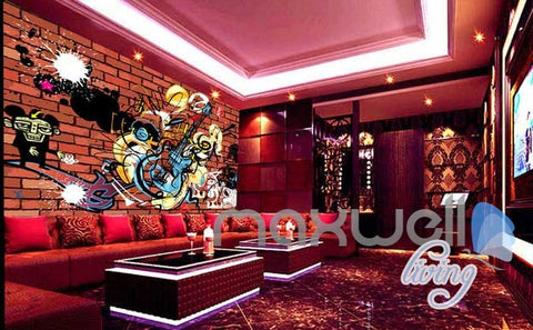 Image of 3D Graffiti Music Guitar Wall Mural Paper Art Print Decals Decor IDCWP-TY-000015