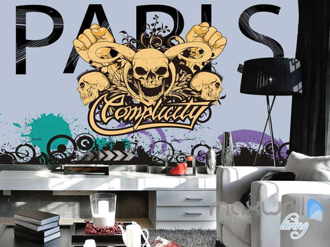 Image of 3D Graffiti Skull Wall Mural Paper Art Print Decals Decor IDCWP-TY-000018