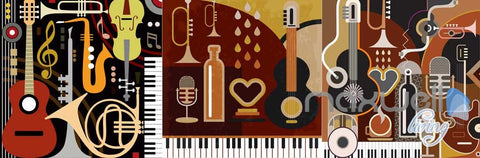 Image of 3D Music Instruments Volin Wall Mural Paper Art Print Decals Decor IDCWP-TY-000019